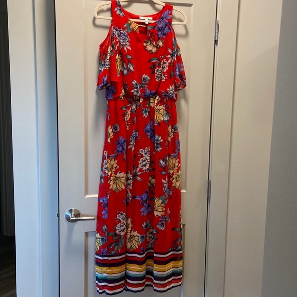 NWOT Tacera Derek Lam 10 Crosby Floral Stripe Cold Shoulder Maxi dress sz 4 EUC - Picture 15 of 16